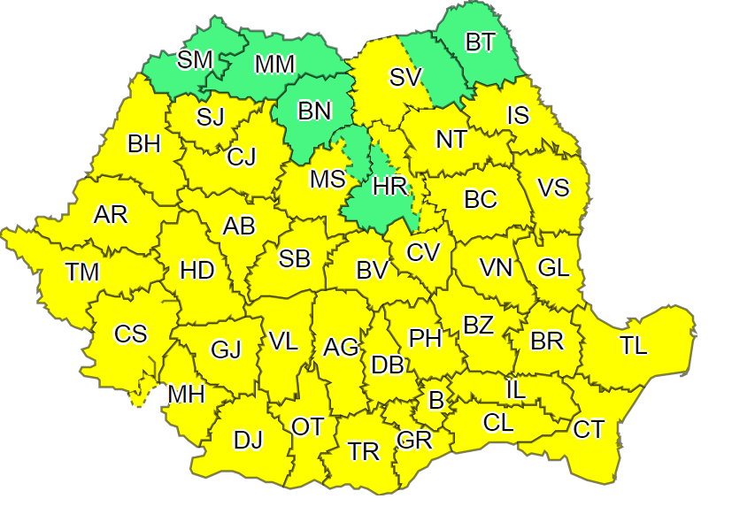 ANM a actualizat prognoza meteo! Cod galben emis pentru aproape toată țara. Vremea se schimbă radical