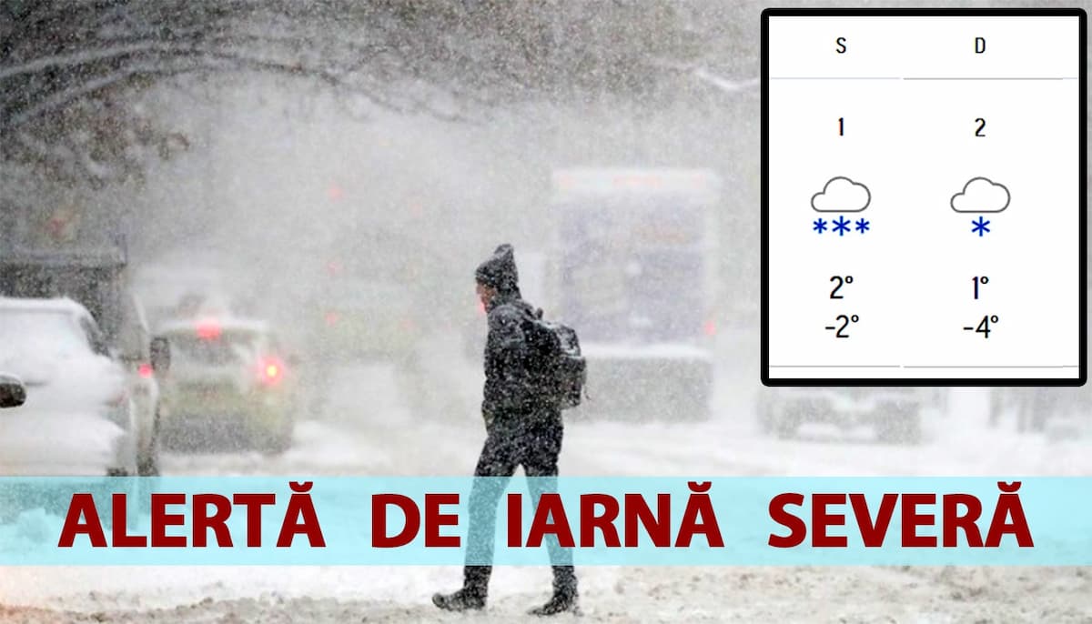 Alertă de iarnă severă în România. Ninsori viscolite începând cu sâmbătă, ora 8:00