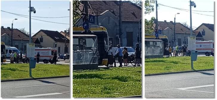 Accident în Timișoara: tramvai Bozankaya și mașina unei șoferițe s-au ciocnit
